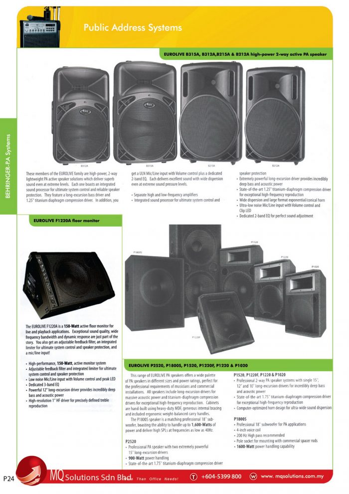 P24 BEHRINGER-P.A System